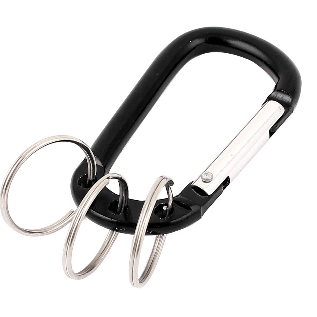 Black Aluminum Keyring Alloy D-Carabiner Spring Snap Clip Hook Climbing Keychain 