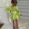 thumbnail image 4 of Vornjynx Kids Girls Outfit Sets Long Sleeve T-Shirt and Tiered Skirt Ruffle Hem Summer Trendy Cute Clothes 2 Piece Green Size 11, 4 of 10