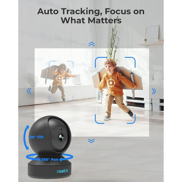 Reolink E1 Pro-Black 2Pk, 4MP HD Indoor Cam, Night Vision, Auto