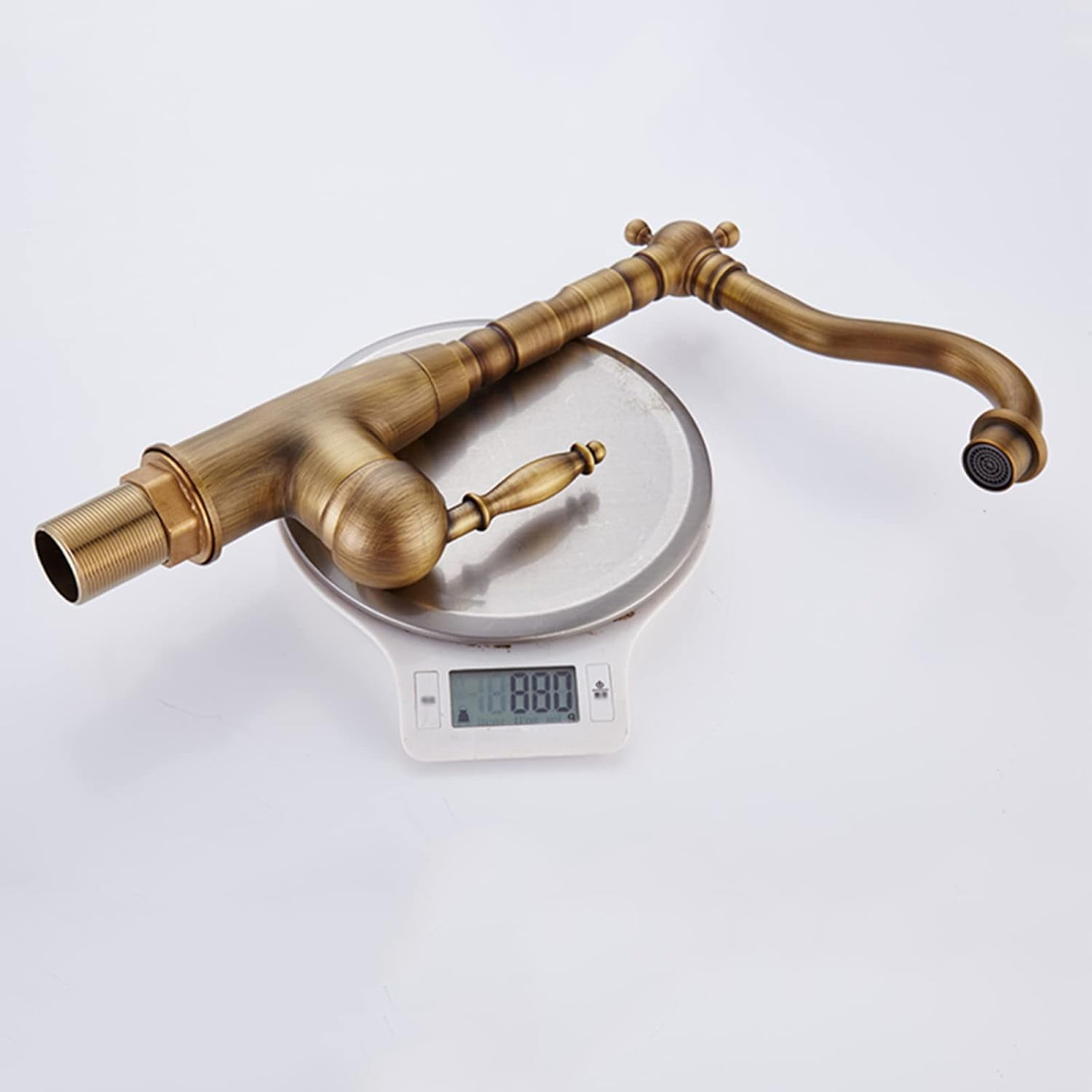 Antique Brass Bathroom Sink Faucet, Single Handle Basin Mixer Tap for Hot and Cold Water, Single Hole, Vintage Sink Faucet Bathroom, A