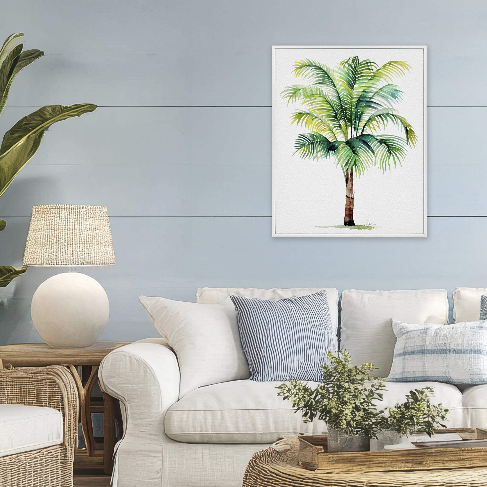 Stupell Industries Breezy Fronds Palm White Framed Giclee Art, design by Shelly Craig