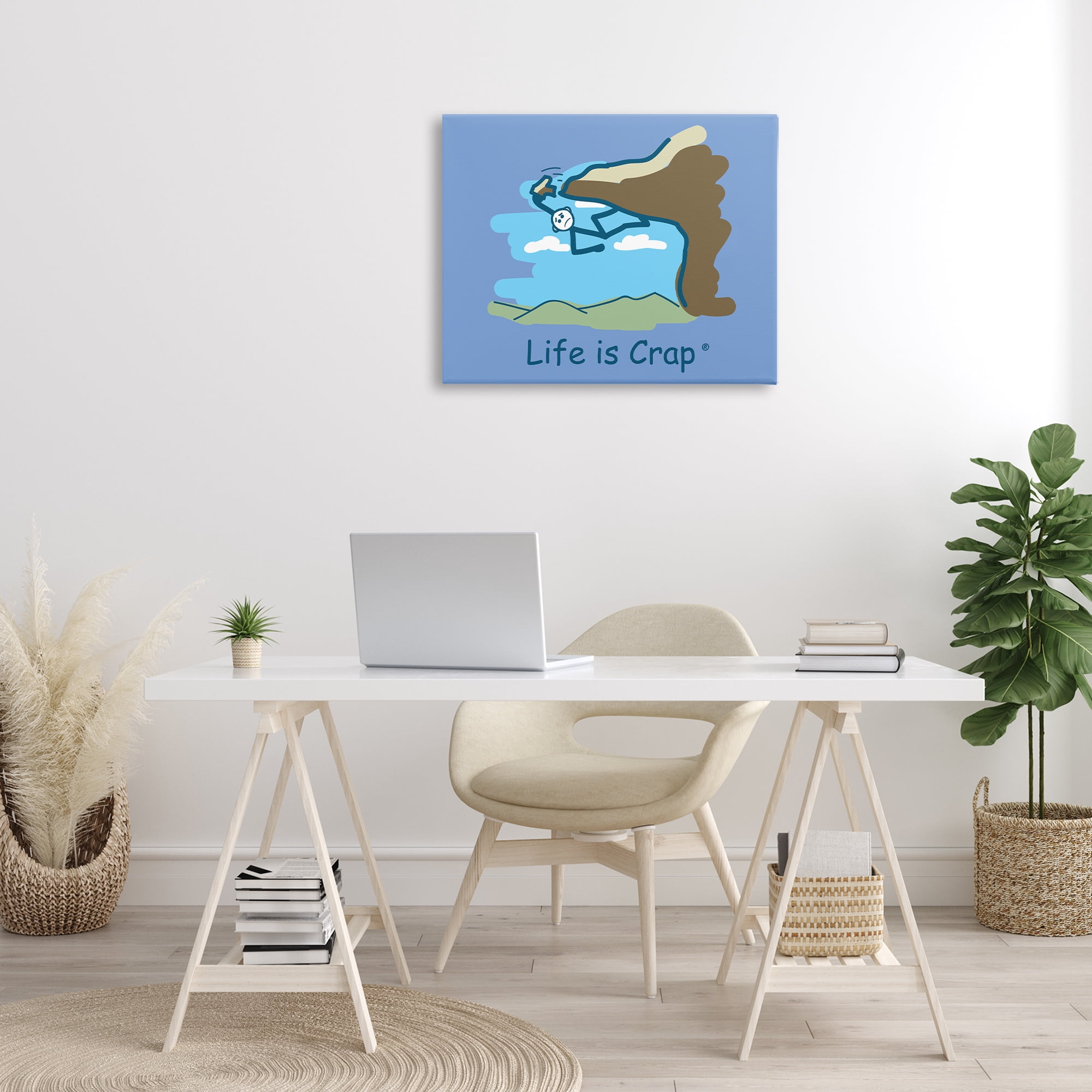 Stupell Industries Falling Rock Climber Novelty & Humor Painting Wrapped Canvas Art Print Wall Art, 30 x 24