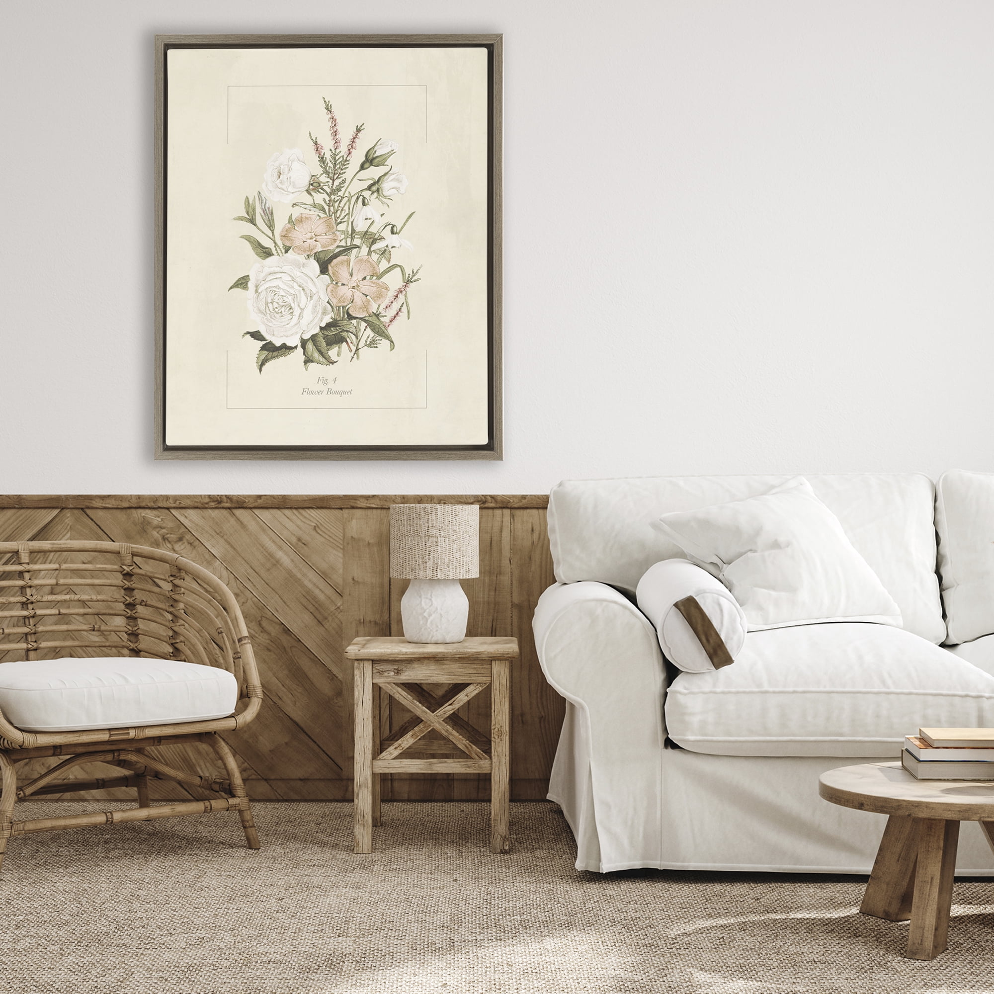 Stupell Industries Neutral & Soft Bouquet Study Brown Framed Floater Canvas Wall Art, design by Dan Meneely