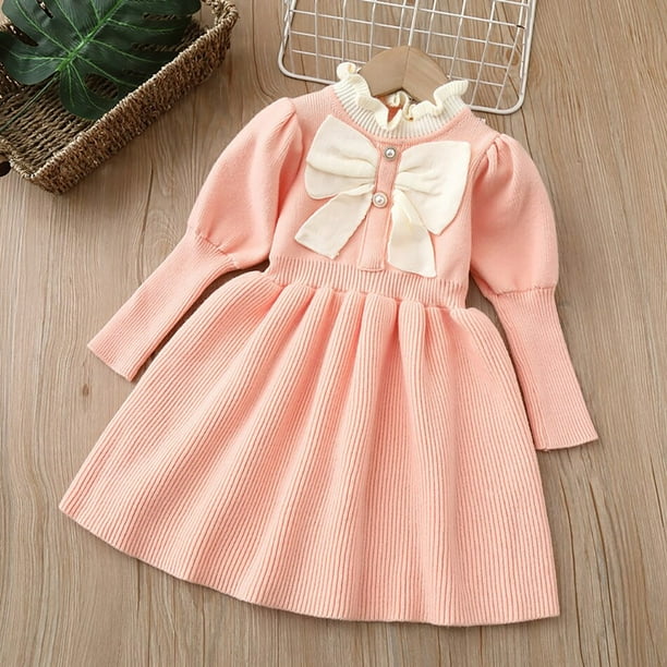 Nuevo vestido para niñas, niñas de 1 a 8 años, Otoño Invierno, niños, princesa, suéter bonito, vestido de punto, trajes de fiesta de cumpleaños, vestidos para niñas, VestidosTag 120(5T) Gao Jinjia LED