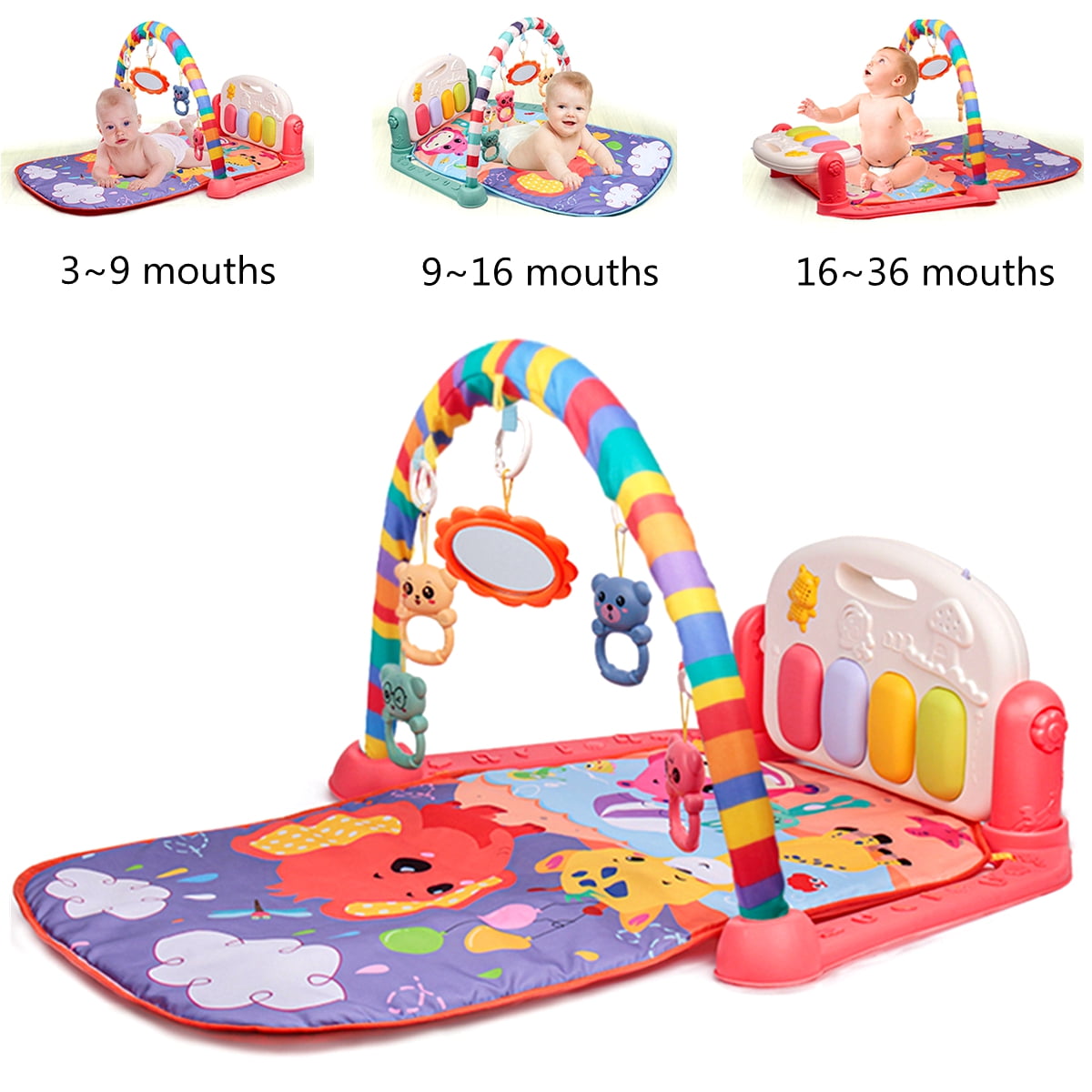 4 in 1 Baby Gym Floor Play Mat Musical Activity Center Kick And Play Piano Toy 
