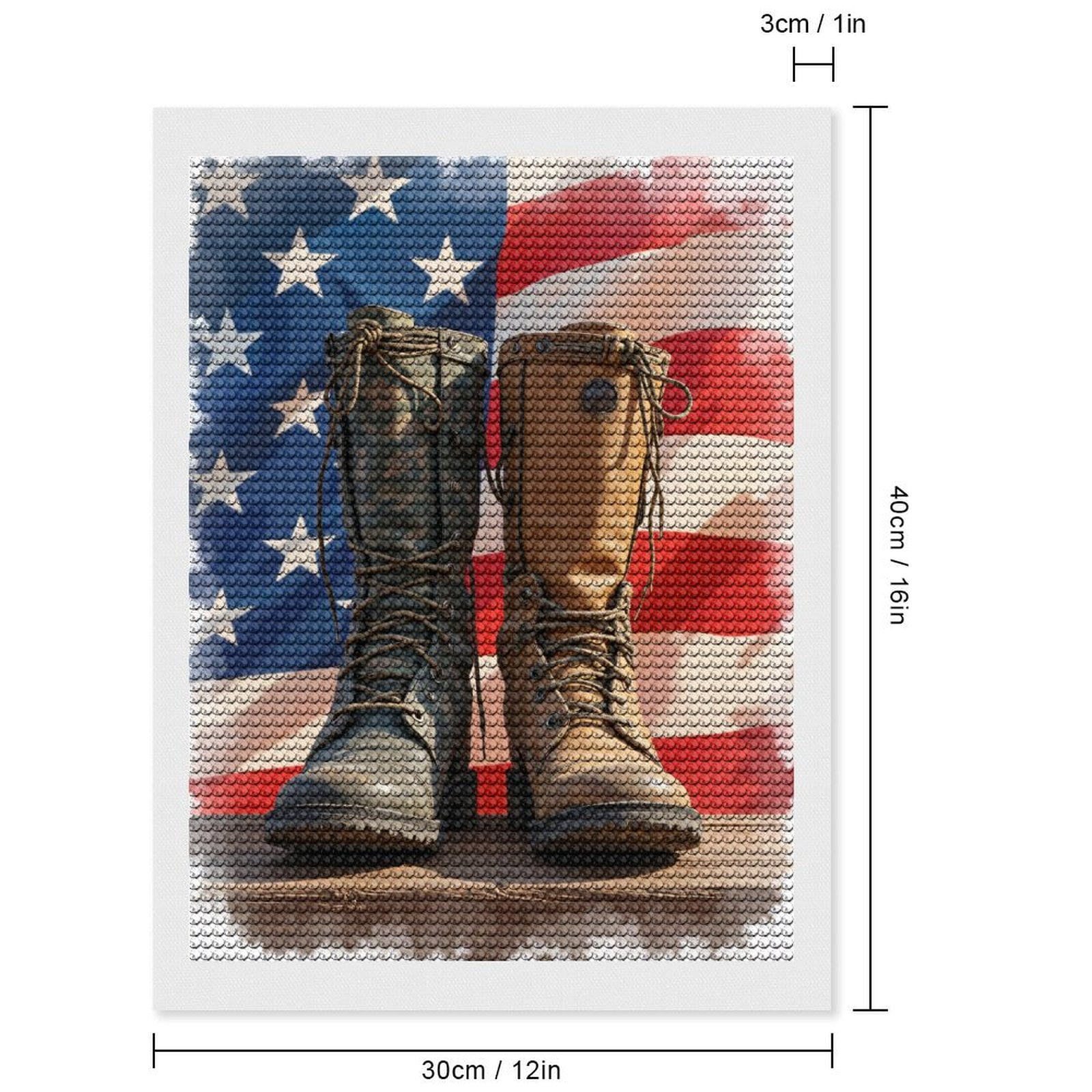 Diamond Art Kits for Adults, Camouflage Leather Boots American Flag 5D Diamond Painting Kits for Adults Beginners, DIY Full Drill Diamond Painting, Gem Art and Crafts 12x16