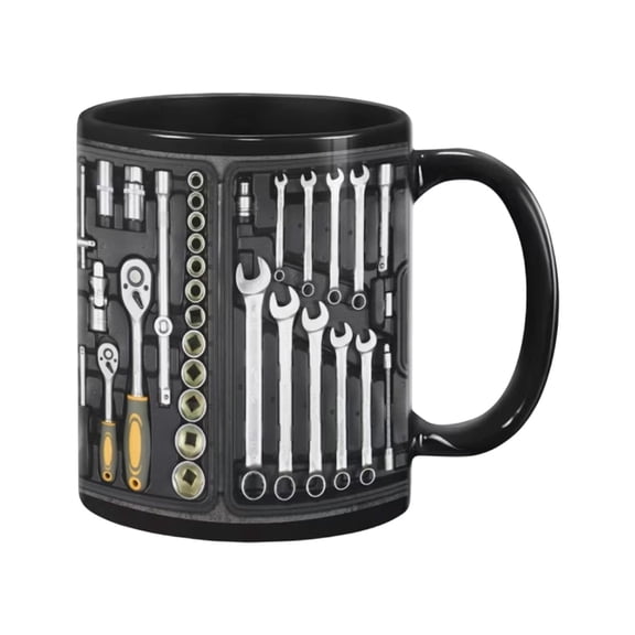 Mechanic Coffee Cup,Mechanic Toolbox Coffee Mug 11oz,Funny Tool-Inspired Ceramic Cup,Funny Tool Box Set Design Creative Space Cup Gift for Car Repair,Car Handyman,Machinist,Husband(A)