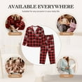 thumbnail image 7 of Honeii Red Buffalo Plaid Print Women's Pajama Sets Long Sleeve Button Down Sleepwear Nightwear Soft Pjs Lounge Sets 2PCS-Medium, 7 of 7