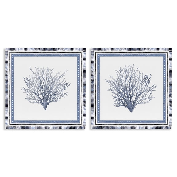 Stupell Industries Maritime Coral Tendrils Animals Painting Wrapped Canvas Canvas Art Print Wall Art, 17 x 17, Set of 2