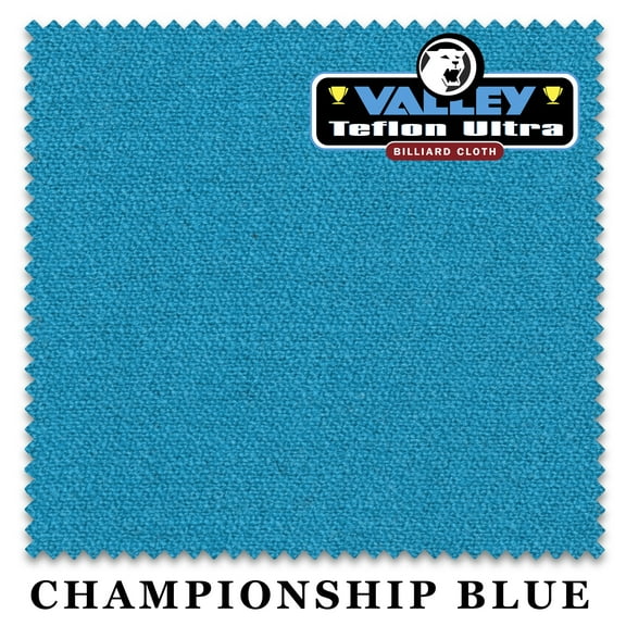 10' Championship Valley Teflon Ultra Pool Billiard Table Felt Cloth - Championship Blue - Free Spots - AUTHORIZED DEALER