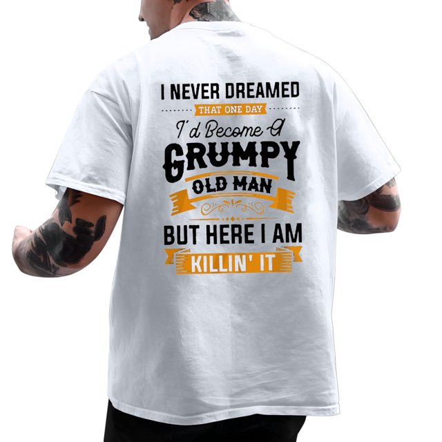 LUOGENLI Male T-shirts for Mens Male Oversize Spring and Summer Trend Young Large Size Back Pattern Printing Short Sleeve T Shirt Top T-shirts for Men Graphic Tee Summer Clothes White L