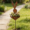 thumbnail image 4 of pdqouc 35 Inch Easter Metal Bunny Planter Garden Stake, Rustic Patina Finish Decorative Stake, Ideal for Outdoor Garden Yard, Perfect for Small Flowers Spring Display Decor, 4 of 7