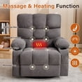 thumbnail image 6 of UHOMEPRO Swivel Recliner Chair with Massage and Heat, 360 Degree Swivel Rocker Recliner for Adults, Wide Seat Manual Recliner Chair with Cup Holders, USB Charging, Side Pockets, Gray, 6 of 10