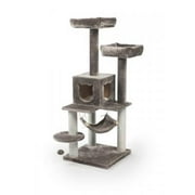 Prevue Pet Products Kitty Power Paws Plush Party Tower Gray, 52 inch Tall, 7310