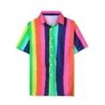 thumbnail image 5 of MODA NOVA Big & Tall Men's Summer Vertical Stripe Print Button Down Shirt Multicolor Pink XLT, 5 of 6