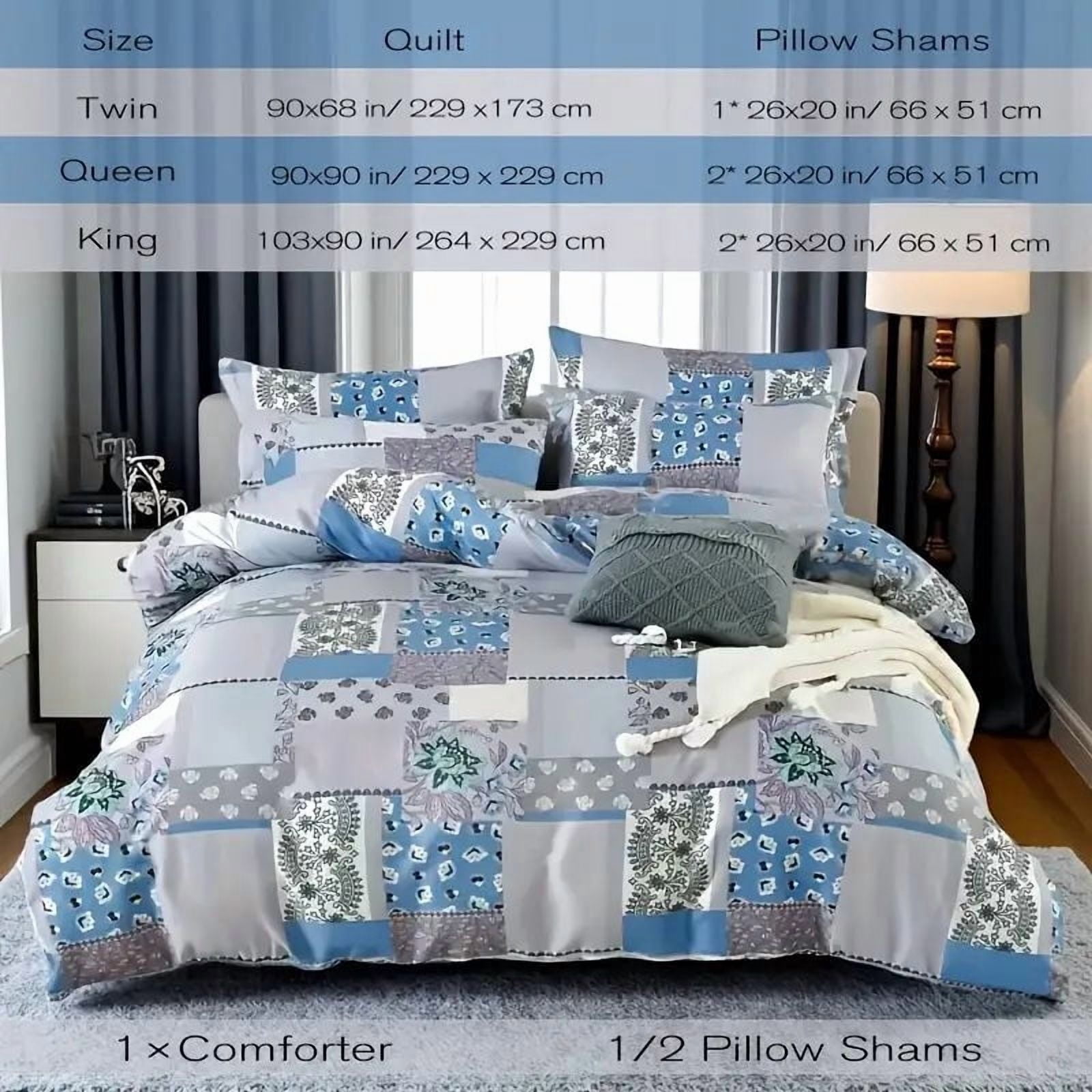 3 Pieces Comforter Set King (Comforter *1+Pillowcase*2)