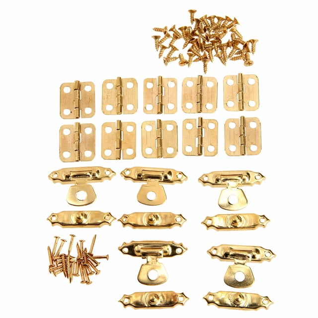 15 Pcs Antique Cabinet Hinge Wooden Box Hinge Hasp Latch Furniture Hardware