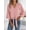 Pink, variant on Women's Summer Loose Chiffon Blouses Dressy Casual 3/4 Sleeve Tops V Neck Work Dress Shirts