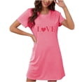 thumbnail image 1 of Amzcrzy Pyjamas pour Femmes Cadeaux de la Saint-Valentin pour Femmes Robe de Nuit Décontractée à Manches Courtes et Col Rond Mode avec Cœur Graphique, 1 of 2