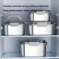thumbnail image 3 of Stainless Steel Crisper Box 1200ml-3000ml Square Sealed Anti-Spill Lunch Box Refrigerator Storage Box Portable Lunch Box for Kitchen Office Camping, 3 of 7