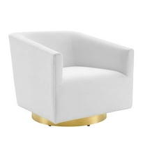 Modway Twist Accent Lounge Performance Velvet Swivel Chair in Gold White
