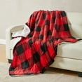 thumbnail image 2 of Great Bay Home Cozy Plush / Sherpa Reversible Throw Blanket, 50" x 60", Red / Black Buffalo Check, 2 of 6