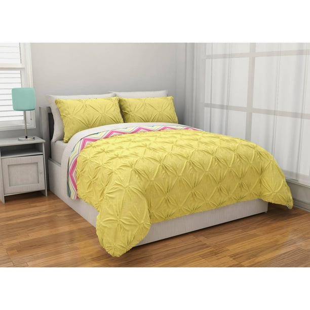 Latitude Pintuck Comforter Set Reverse to Chevron Complete Bedding Set