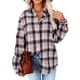 thumbnail image 3 of Blusa a cuadros para mujer, con botones, manga larga, holgada, para otoño e invierno, camisa a cuadros para mujer, blusa para fiesta de trabajo diaria, 3 of 6