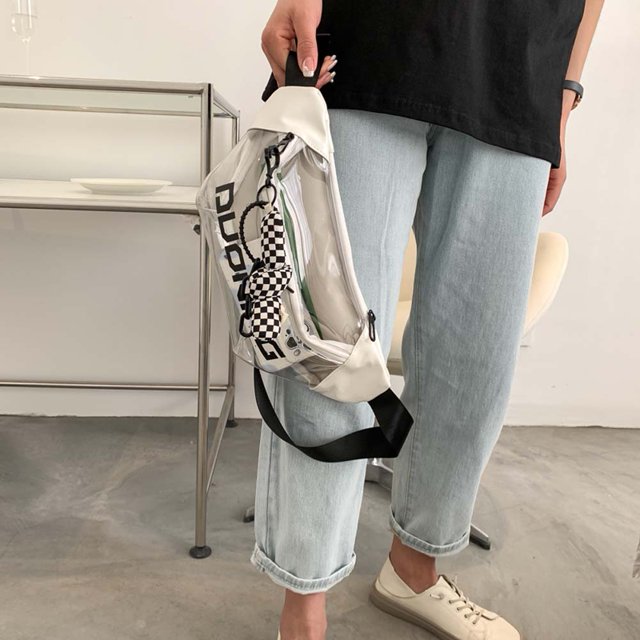 Riñonera transparente para mujer bolso de cintura a la moda informal Likrtyny color negro para teléfono móvil