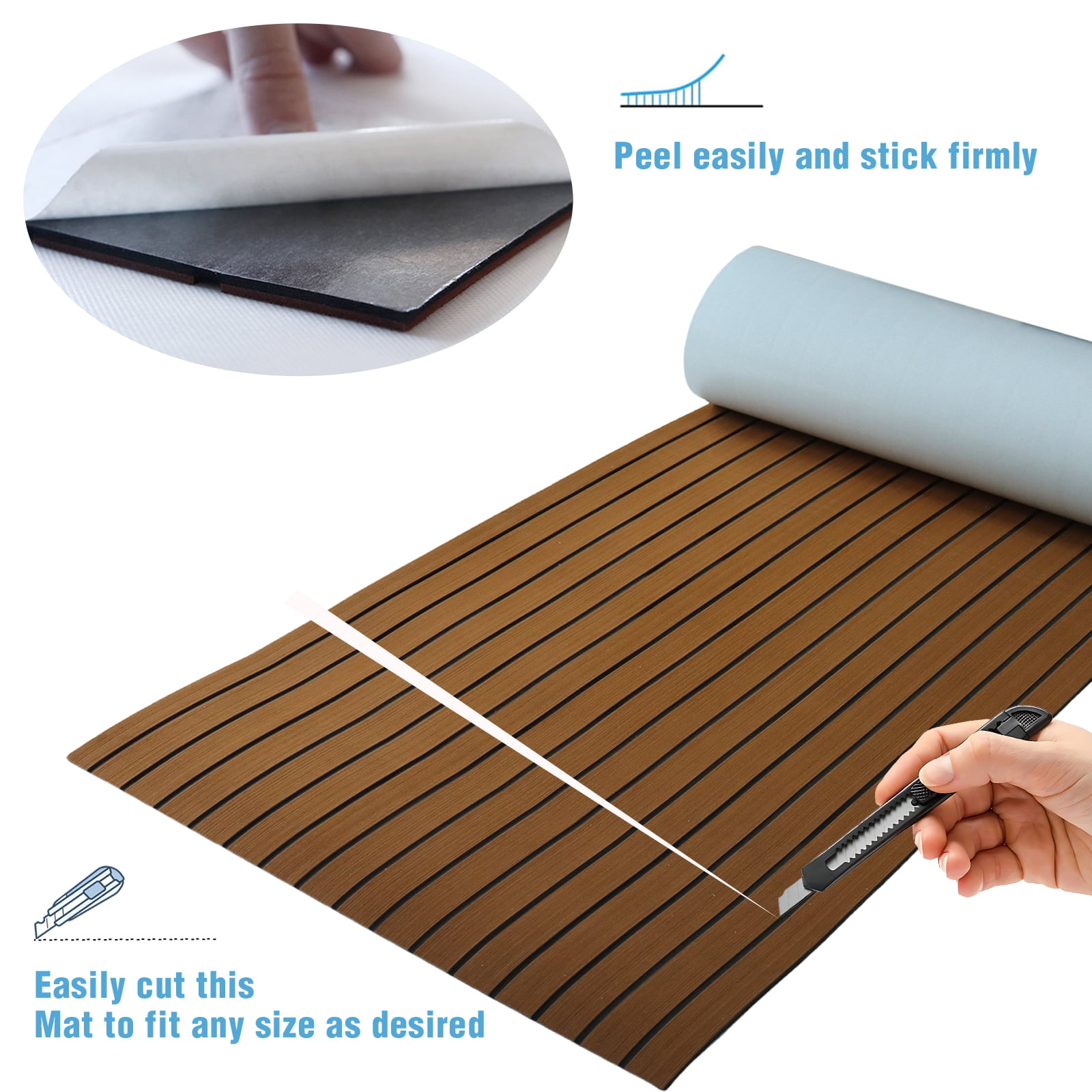 Boat Flooring EVA Foam Boat Decking Marine Mat Non-Slip Self-Adhesive Flooring Sheet for Motorboat Kayak Surfboard Garden Swimming Pools, 94.5" x 35.4"