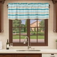 thumbnail image 6 of Teal Khaki Striped Curtain Valances for Windows, Kitchen Valance Window Treatments Panel 2 Pack, Farmhouse Stripes Modern Abstract Art Rod Pocket Short Curtains for Bathroom Bedroom 54 x 18 Inch, 6 of 8