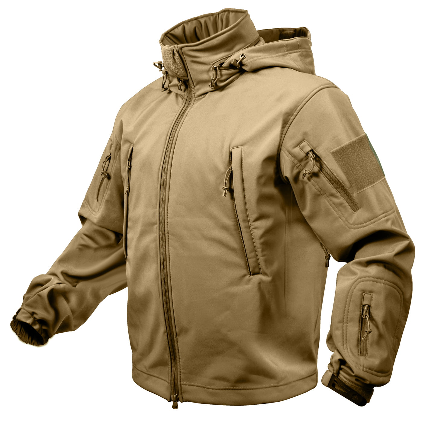 Black Rothco Tactical Hard Shell Waterproof Jacket 