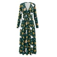 thumbnail image 5 of FKELYI Womens Long Sleeve Fall Dress V Neck Maxi Casual Dress with Pockets Sunflower Cartoon Cat Print Soft A-Line Flowy Tiered Waist Dresses for Ladies, 3XL, 5 of 6