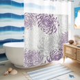 thumbnail image 5 of No Hook Shower Curtain, Purple White Shower Curtains for Bathroom with See Through Top Window, Abstract Grey Chrysanthemum Flower Floral Waterproof & Washable Bath Curtain Stall 48"x72", 5 of 9
