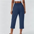 thumbnail image 6 of Hilenly Womens Cotton Capri Pants High Waisted Pleated Wide Leg Capris Summer Casual Work Slacks with Pockets, 6 of 8