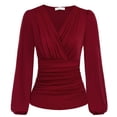 thumbnail image 2 of Blusa de manga larga con cuello en V para mujer, Cuello en V profundo para mujer Camiseta cruzada con cuello en V profundo Diseño fácil de usar, 2 of 2