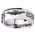 thumbnail image 2 of Tungsten Irish Claddagh 8mm Glossy Gray Polished Beveled Edges Men Ring, 2 of 2