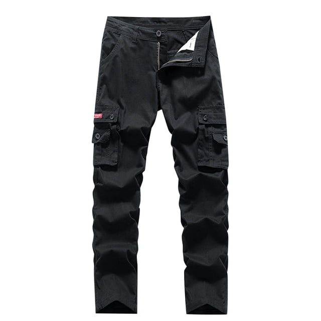 Diufon Men's Cargo Pants Casual Work Long Sweatpants with Multi Pockets Outdoor Hiking Button Tracksuit Pants