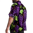 thumbnail image 3 of Grape Men's Short Sleeve Spread Collar Button Down Beach Print Casual Shirts, 3 of 6