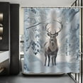 thumbnail image 4 of Winter Forest Deer Shower Curtain Snow Covered Forest Wild Animal Moose Snow Tree Wildlife Ldyllic Bathroom Decor Curtains Polyester Fabric with 12 Hook 72 X 72 inch, 4 of 6