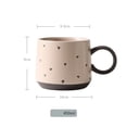 thumbnail image 2 of Vintage Pink Heart Patterned Stoneware Coffee Cup Restaurant/Café Oatmeal Breakfast Mug 450ml, 2 of 7