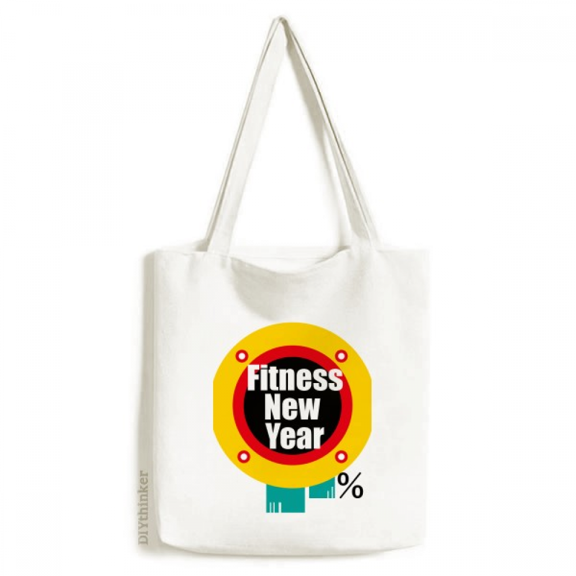 New Year Day Fitness Wishes Happy Tote Canvas Bag Shopping Satchel Casual Handbag