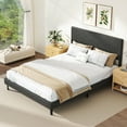 thumbnail image 4 of Costway Queen Size Bed Frame with Height Adjustable Chevron Headboard, No Box Spring Needed Gray, 4 of 10