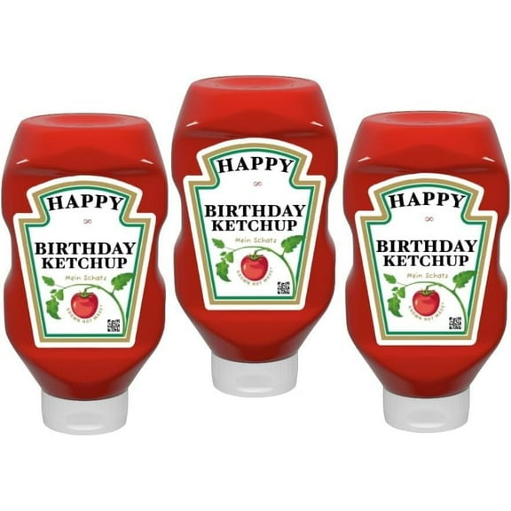 Custom Text Happy Birthday Ketchup Bottle Labels, Set of 2, 500ml/570g, Party Favor