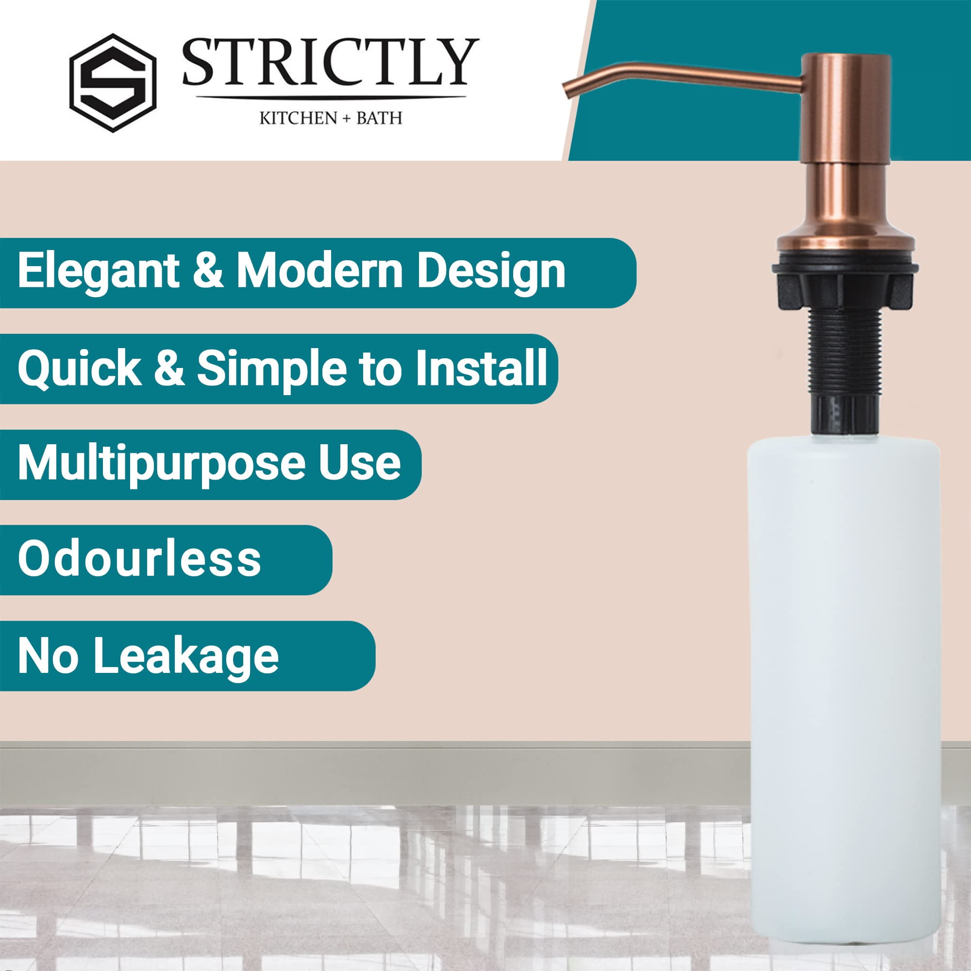 Strictly Sinks Liquid Soap Dispenser Stainless Steel Dish Soap Refillable Dispenser Bottle with Pump