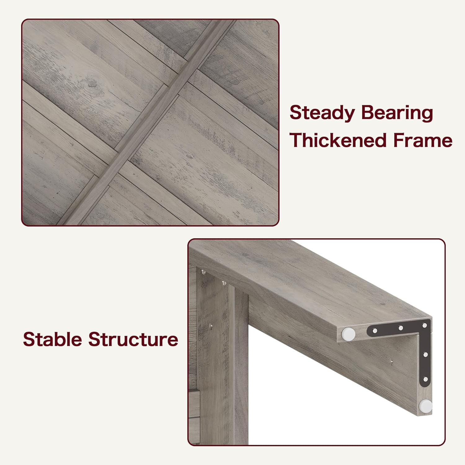 Dining Table for 4-6, 63" Wood Farmhouse Rectangular Thickened Dinner Dining Room & Kitchen Table for 4 for Apartment, Small Space, Rustic Gray