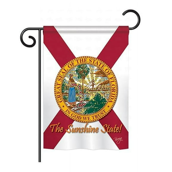 BD-SS-GS-108082-IP-BO-D-US13-BD 13 x 18.5 in. Florida Americana States Impressions Decorative Vertical Double Sided Garden Flag Set with Banner Pole