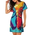 thumbnail image 2 of Fotbe Gaming Bata de Dormir para Mujer con Estampado, Camisón de Algodón de Manga Corta, Ropa de Dormir Casual, 2 of 6