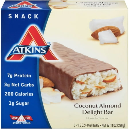 Atkins Coconut Almond Delight Bar, 1.6oz, 5-pack (Snack)