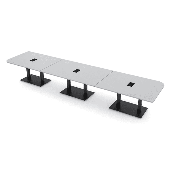 18' X-Large Rounded Corner Conference Table Metal Base Electric Module